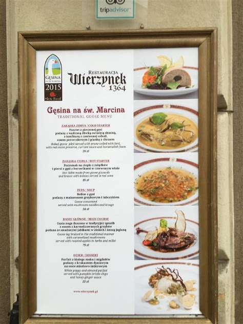 wierzynek menu ceny|Restauracja Wierzynek pub & bar, Kraków